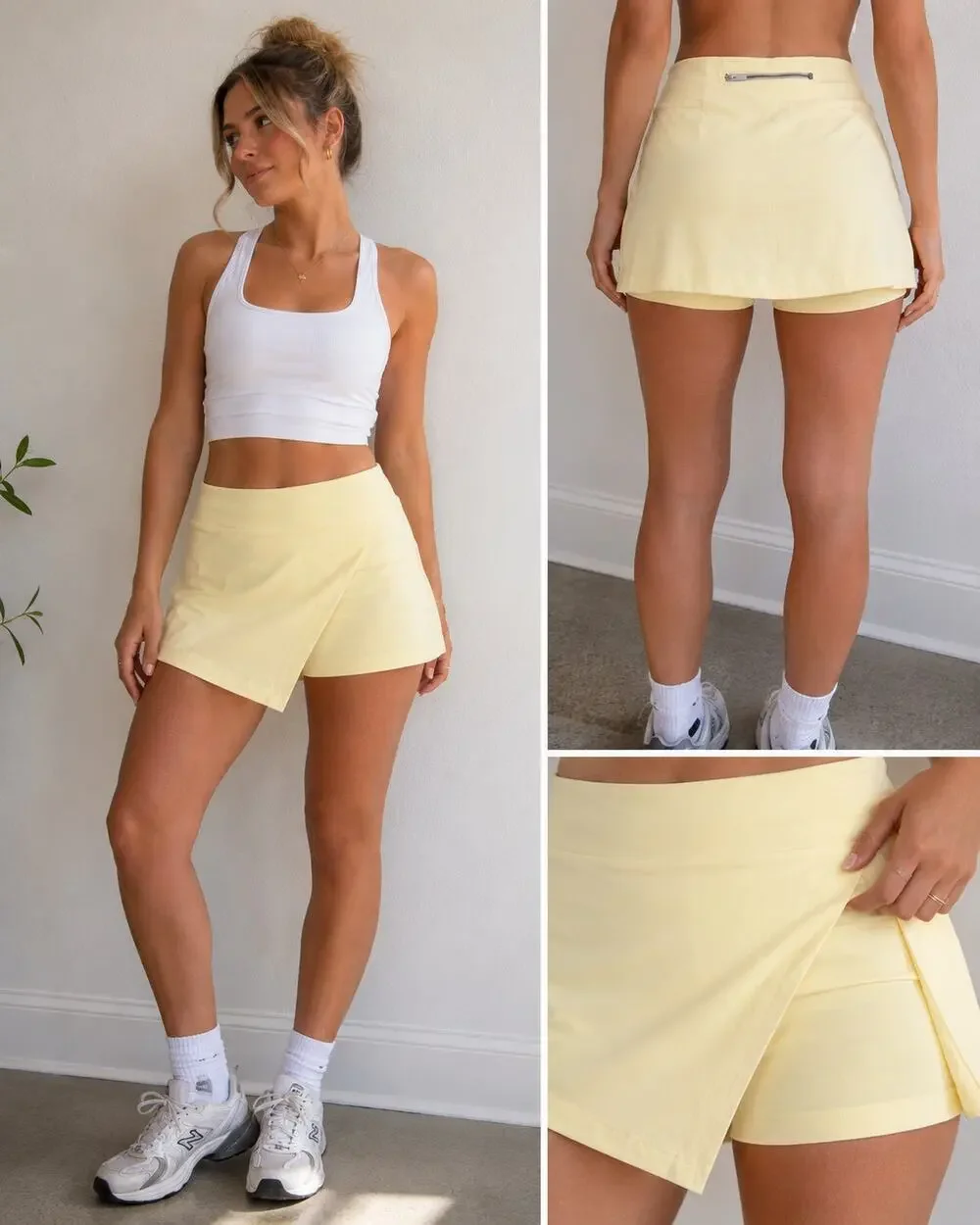 Free People Movement Skort Womens Medium Yellow Wrap Mini Skirt Built In Shorts